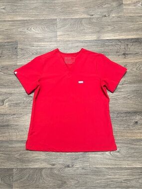 FIGS Technical Collection Catarina Scrubs Top Red Size Medium Short Sleeve